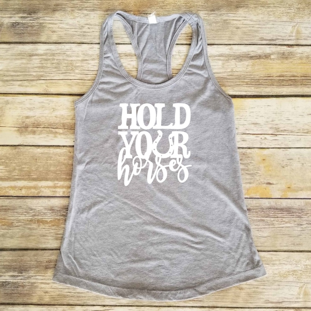 🐎 Hold Your Horses - grey racerback tank top